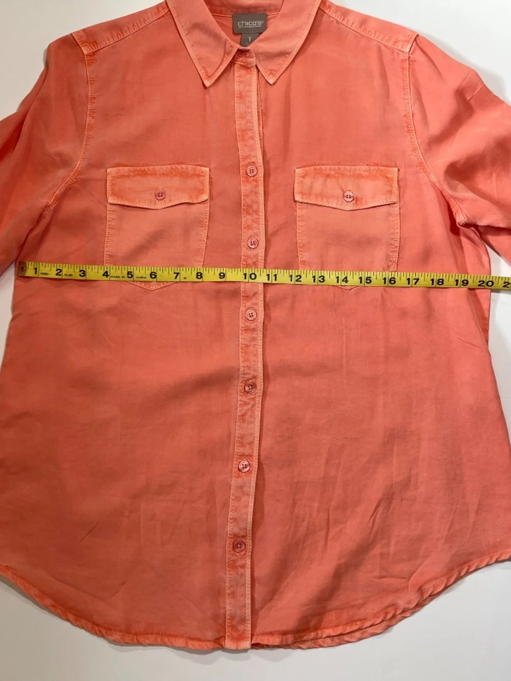 Chico's Long Sleeve Button Down Shirt Size 1 - Picture 9 of 11